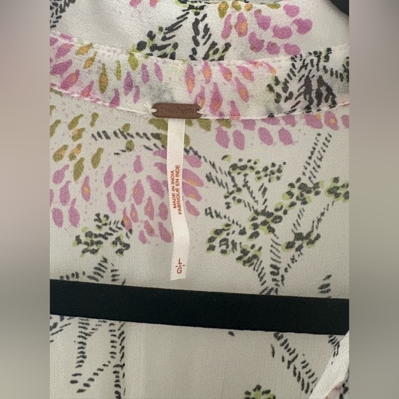 Free People Fake Pretend Babydoll Long Sleeve Floral Mini Dress Size L - Picture 5 of 11